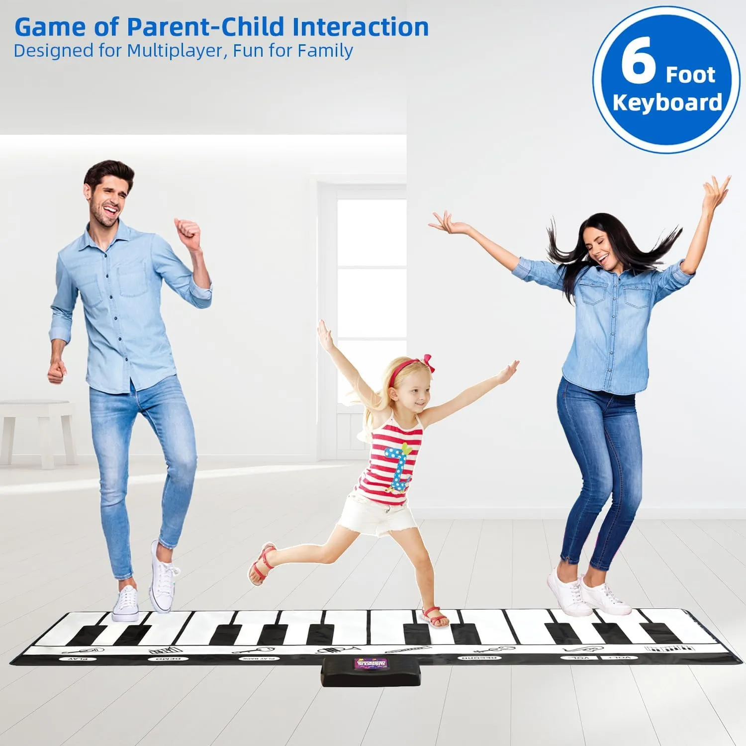 SUNLIN 6ft. Piano Mat, Floor Keyboard Playmat: 24 Keys, 10 Demos, 8 Instrument Sounds, Record & Playback, Giant Interactive Musical Toys Gifts for Boys & Girls Age 3 4 5 6 7 8 9 Years Old