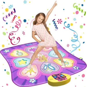 SUNLIN Dance Mat Toys for Girls Ages 3-10 | Dance Pad with LED Lights, Adjustable Volume, 9 Built-in Music, 7 Game Modes, 5 Challenge Levels | Christmas Birthday Gifts for 3 4 5 6 7 8  Years Old Girl