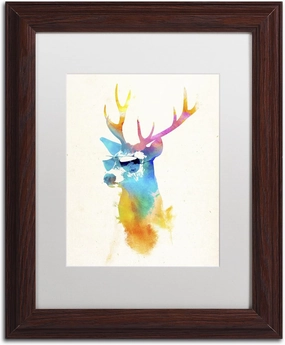 Sunny Stag by Robert Farkas, White Matte, Wood Frame 11x14-Inch