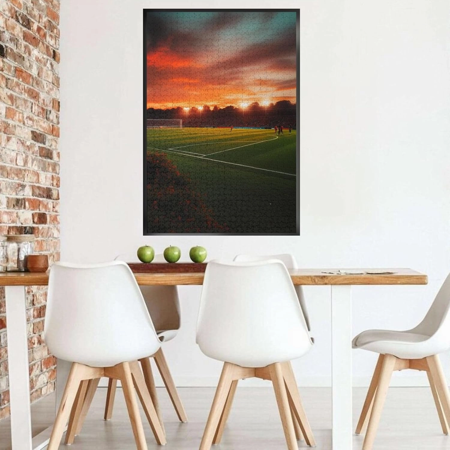 Sunset Beautiful Soccer Field Puzzles 1000 Pieces Personalized Jigsaw Puzzles Wooden Photo Puzzle for Adults Family Picture Puzzle Gifts for Wedding Birthday Valentine's Day Gifts(29.5" x 19.7")