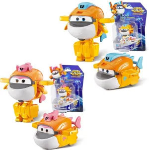 Super Wings Transformable Toys 2-Pack - Taki & Tiki Robot Action Figures, 2-in-1 Transforming Robot Toys for Kids Ages 3-8, Fun Plane & Robot Playset for Boys & Girls (Twin Pack)
