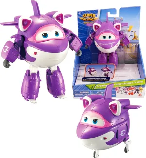 Super Wings Transformable Toys, 5 in Crystal Transforming Airplane Toys, 2-in-1 Mode Action Figures, Plane to Robot, Preschool Gift Transforming Figures Toys for Boys Girls Kids Age 3 4 5 6 7 8 