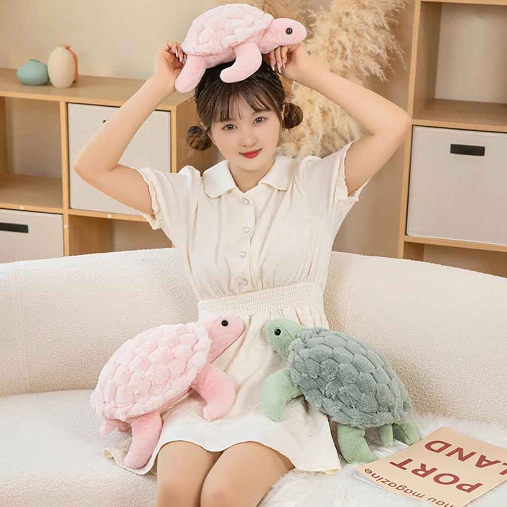 Super Cute Pink Sea Turtle Stuffed Animal-11in Soft Tortoise Plushies Toy,Birthday/Christmas Day Pillow Gifts for Kids & Girlfriend (Pink Blue, 15in)