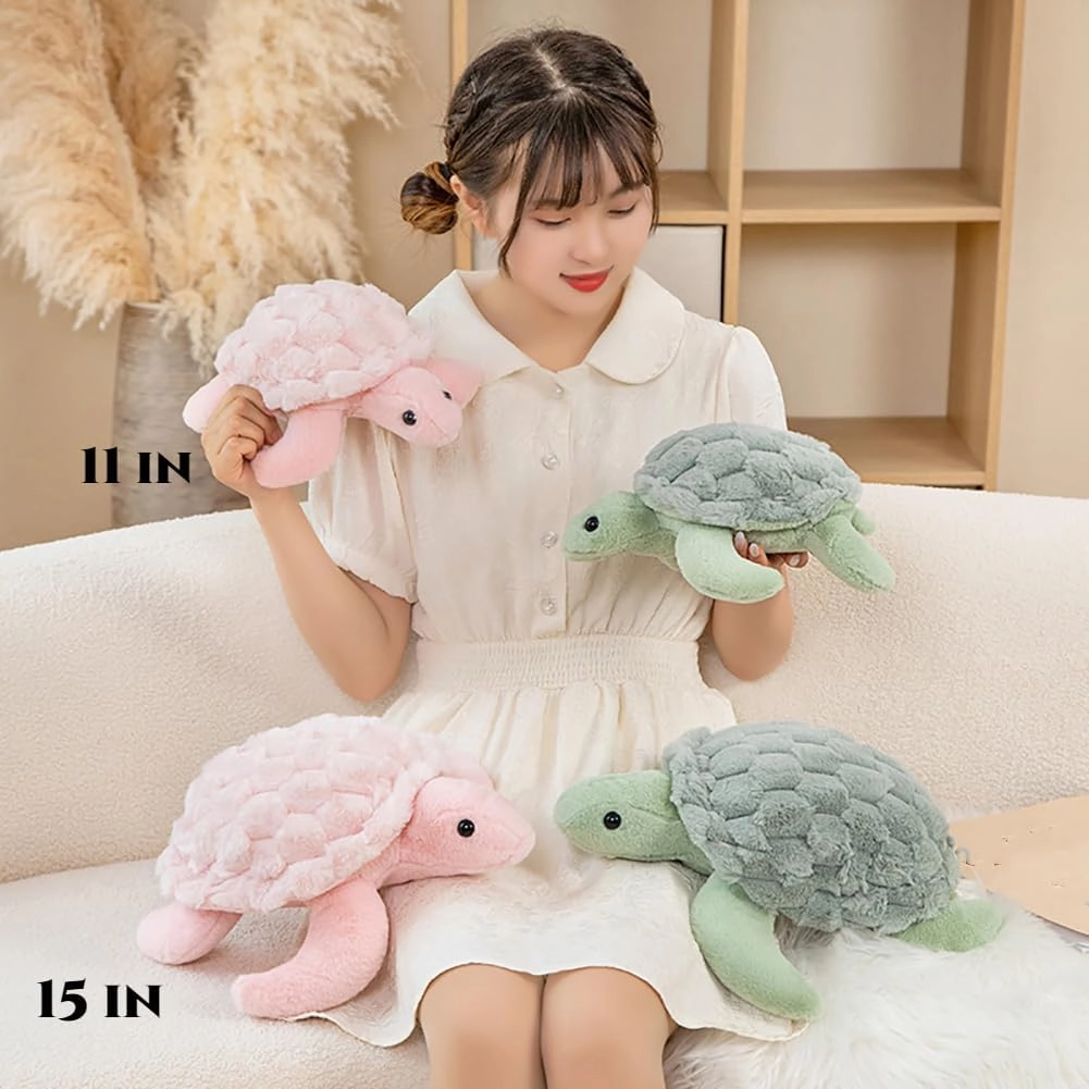 Super Cute Pink Sea Turtle Stuffed Animal-11in Soft Tortoise Plushies Toy,Birthday/Christmas Day Pillow Gifts for Kids & Girlfriend (Pink Blue, 15in)