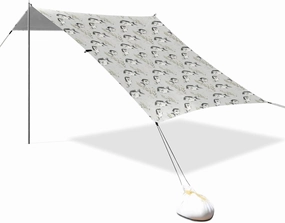 Sweeds Fishes Grey Foldable Beach Cabana UPF50 Waterproof Outdoor Sun Shade with Sand Shovel for Camping Trips, Fishing, Backyard Fun or Picnics