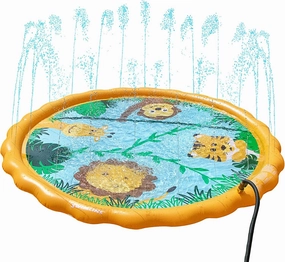 Swimline 68 Inch Sprinkler Mat and Splash Play Mini Pool Outdoor Water Toy Safari Adventure | for Kids and Family Fun | Exciting Backyard Water Action