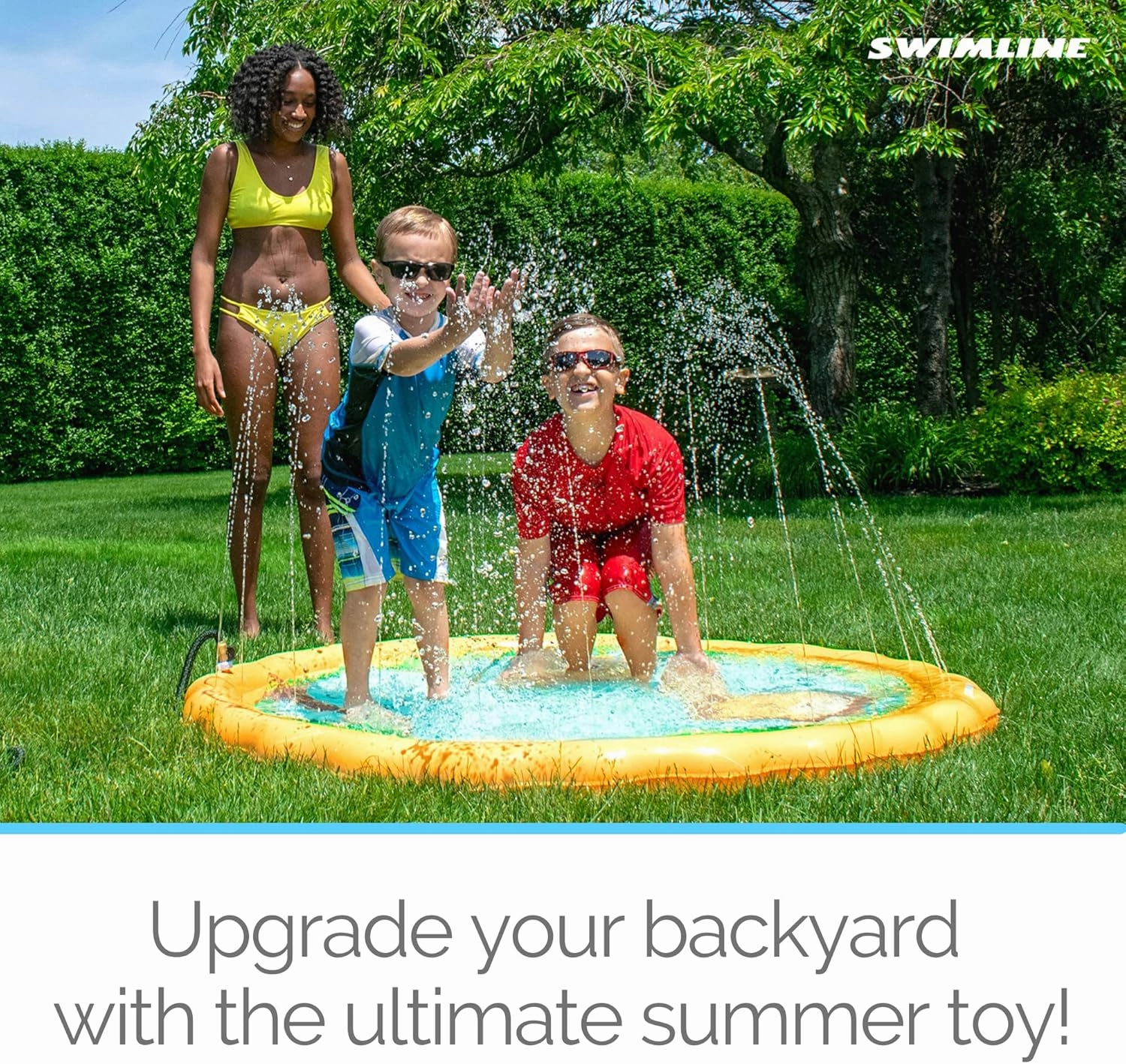 Swimline 68 Inch Sprinkler Mat and Splash Play Mini Pool Outdoor Water Toy Safari Adventure | for Kids and Family Fun | Exciting Backyard Water Action