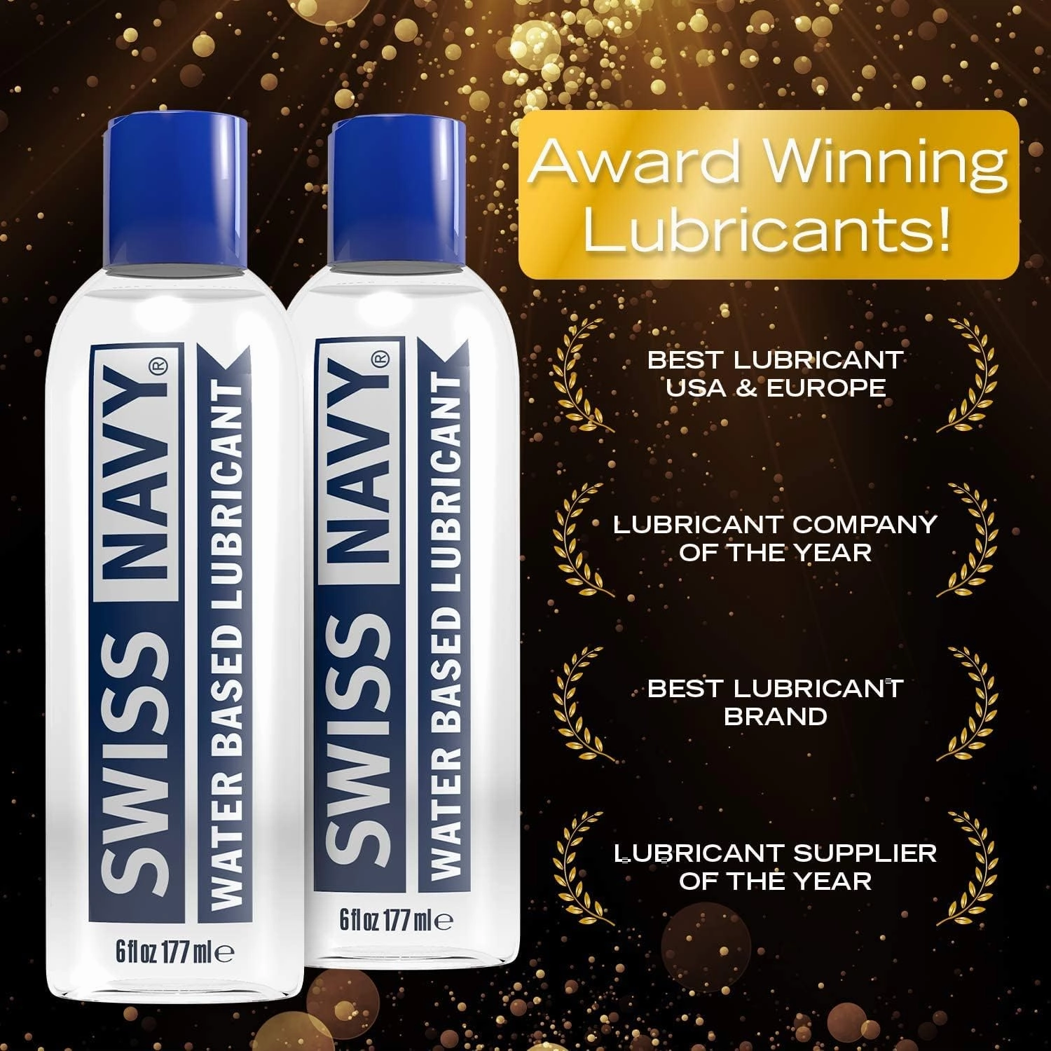 Swiss Navy Premium Water Based Lubricant, 6 Ounce Personal Non Sticky Lube for Men, Women & Couples Long Lasting Unscented Paraben Free