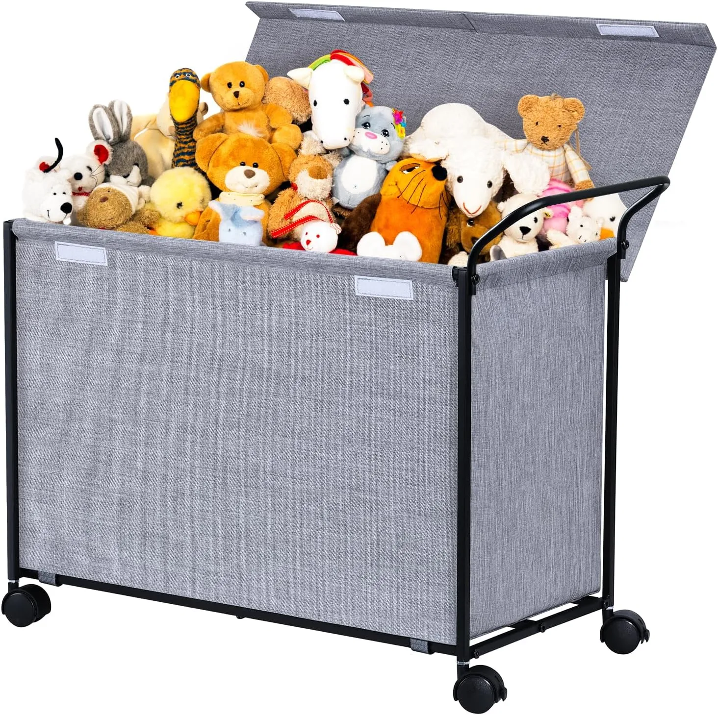 SWTYMIKI Large Toy Box Toy Storage - with Wheels Big Toy Chest for Kids Toy Organizer Bins, Toy Boxes for Kids Girls Boys, Stuffed Animals, Clothes, Nursery Bedroom 23.6" L x 17.7" H x 11.8" W