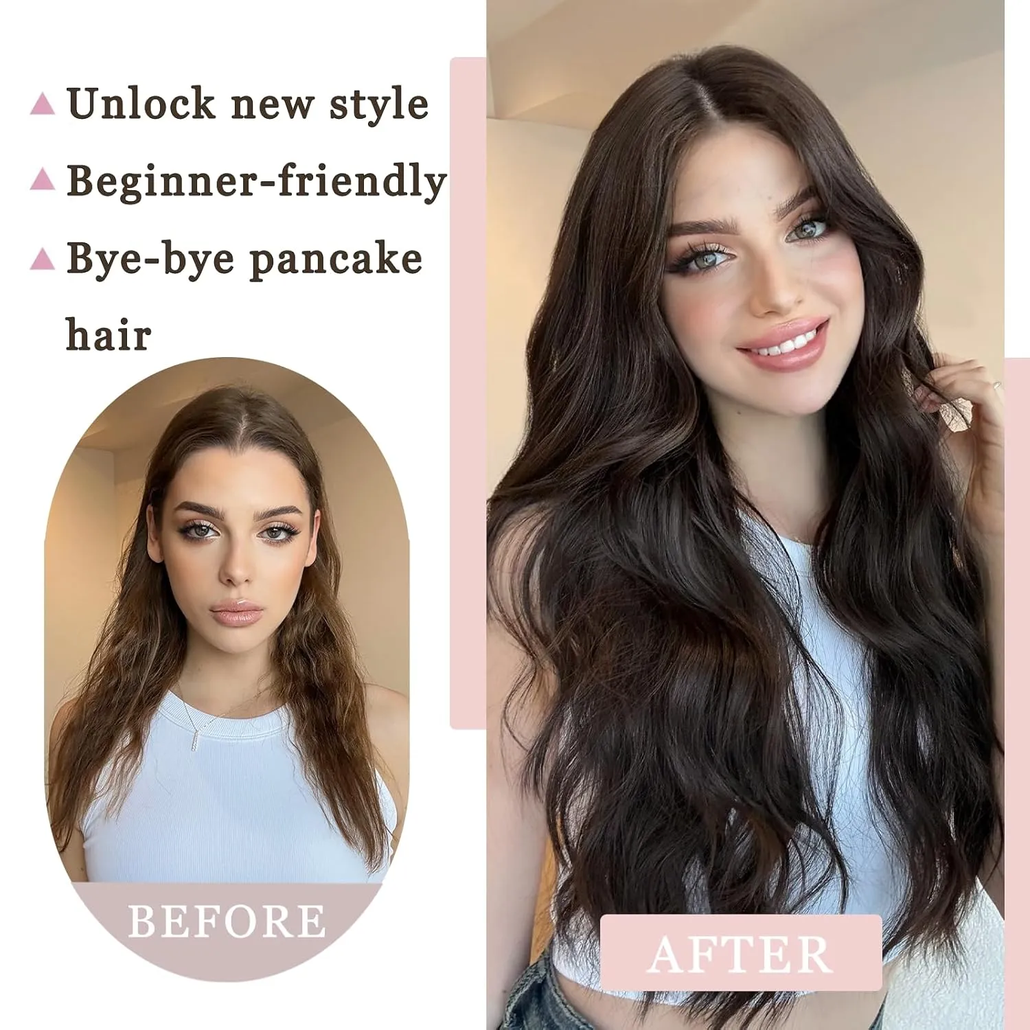 Synthetic Lace Front Wigs Dark Brown 26" Pre Cut Lace Middle Part Glueless Wig for Women Hand-Tied Preplucked Hairline Heat Resistant Wavy Replacement Hair Breathable Net Daily Party Use