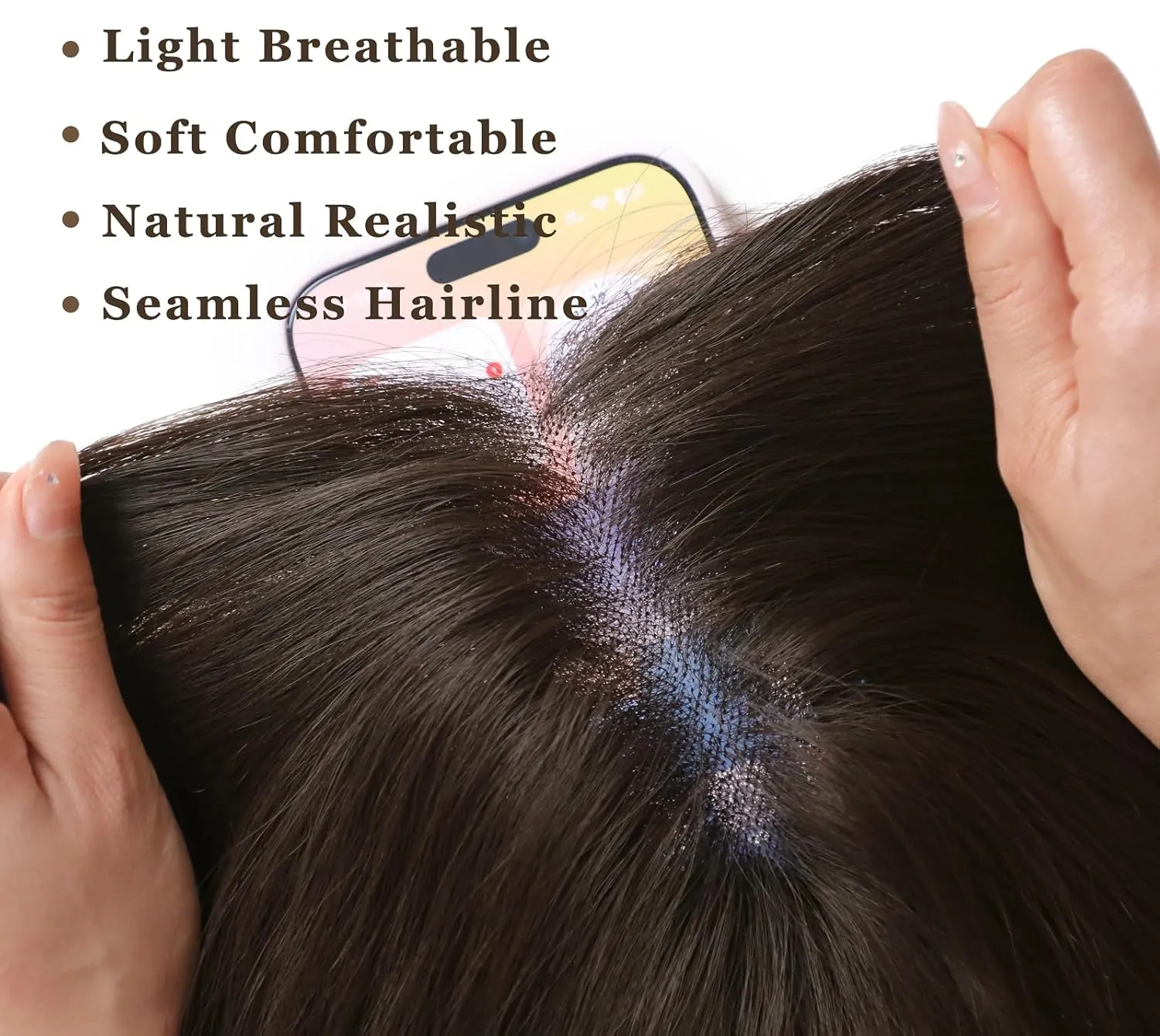 Synthetic Lace Front Wigs Dark Brown 26" Pre Cut Lace Middle Part Glueless Wig for Women Hand-Tied Preplucked Hairline Heat Resistant Wavy Replacement Hair Breathable Net Daily Party Use