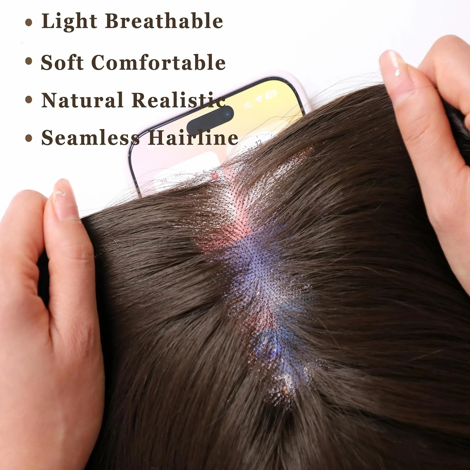 Synthetic Lace Front Wigs Brown 27" Pre Cut Glueless Long Hair Wig for Women Hand-Tied Preplucked Hairline Heat Resistant Wavy Replacement Hair with Adjustable Breathable Net Daily Party Use