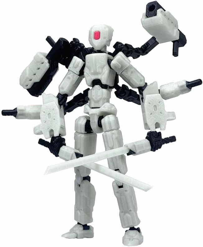 T13 Action Figures Helix Robot 8 Inch, Assembly Completed T 13,3D Printed Robo 13 - The Premium Action Figures for Sci-Fi Enthusiasts White (Glows in The Dark)
