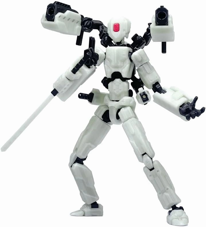 T13 Action Figures Helix Robot 8 Inch, Assembly Completed T 13,3D Printed Robo 13 - The Premium Action Figures for Sci-Fi Enthusiasts White (Glows in The Dark)