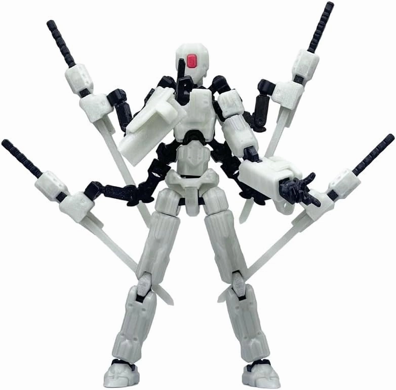 T13 Action Figures Helix Robot 8 Inch, Assembly Completed T 13,3D Printed Robo 13 - The Premium Action Figures for Sci-Fi Enthusiasts White (Glows in The Dark)