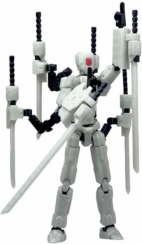 T13 Action Figures Helix Robot 8 Inch, Assembly Completed T 13,3D Printed Robo 13 - The Premium Action Figures for Sci-Fi Enthusiasts White (Glows in The Dark)