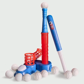 T Ball Sets for Kids 3-5,5-8, Tee Baseball Set with Step on Pitching Machine, 10 Balls and Storage Bag, Outdoor Sport Toy Games for Boys Girls Toddlers