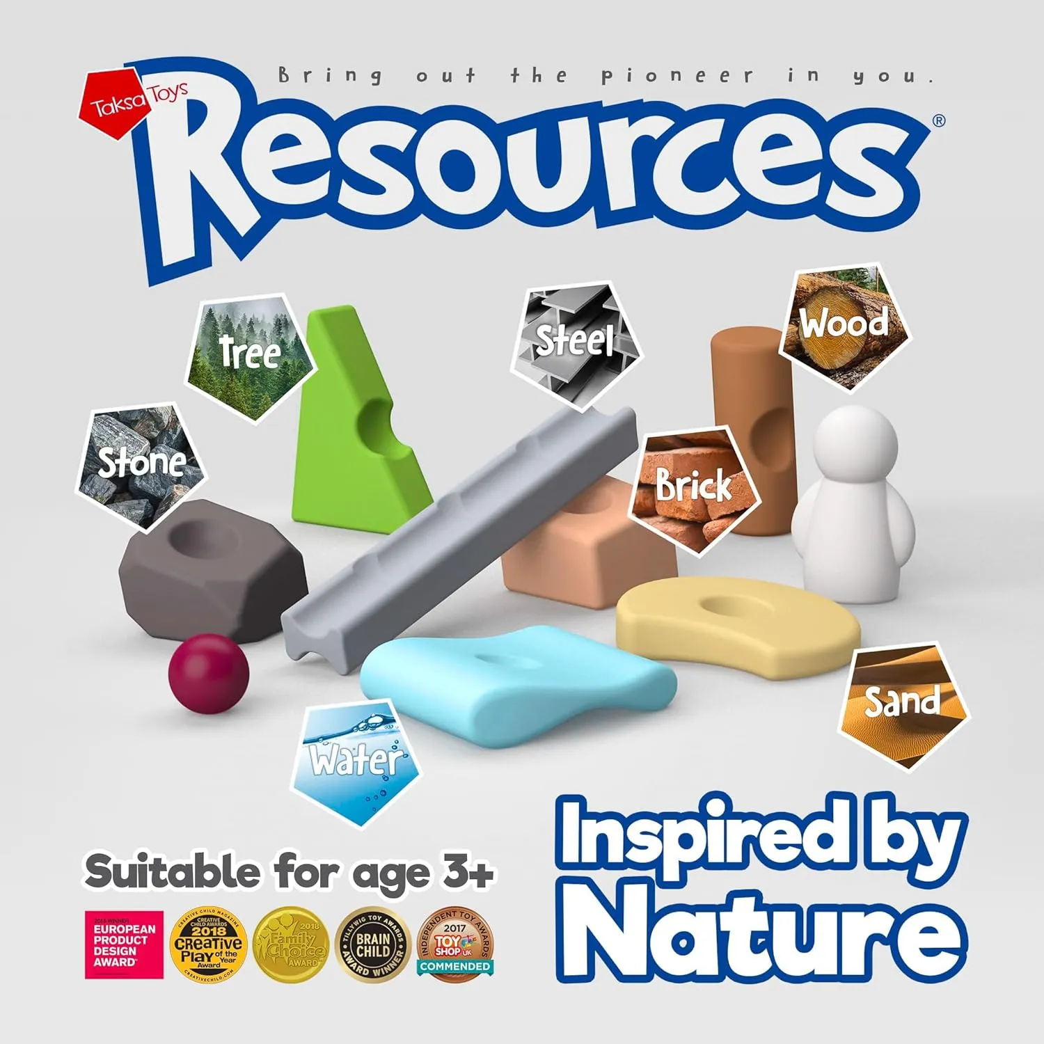 Taksa Toys Nature-Inspired Unique Reggio Emilia Learning Toys, Preschool Resources for Fine Motor Skills, Educational Building Blocks for Kids, Montessori Toys for 4 5 6 7  Ages, Expert Pack 144 Pcs