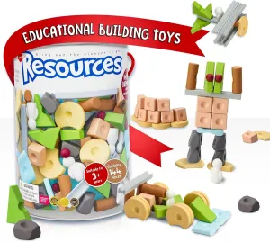 Taksa Toys Nature-Inspired Unique Reggio Emilia Learning Toys, Preschool Resources for Fine Motor Skills, Educational Building Blocks for Kids, Montessori Toys for 4 5 6 7  Ages, Expert Pack 144 Pcs