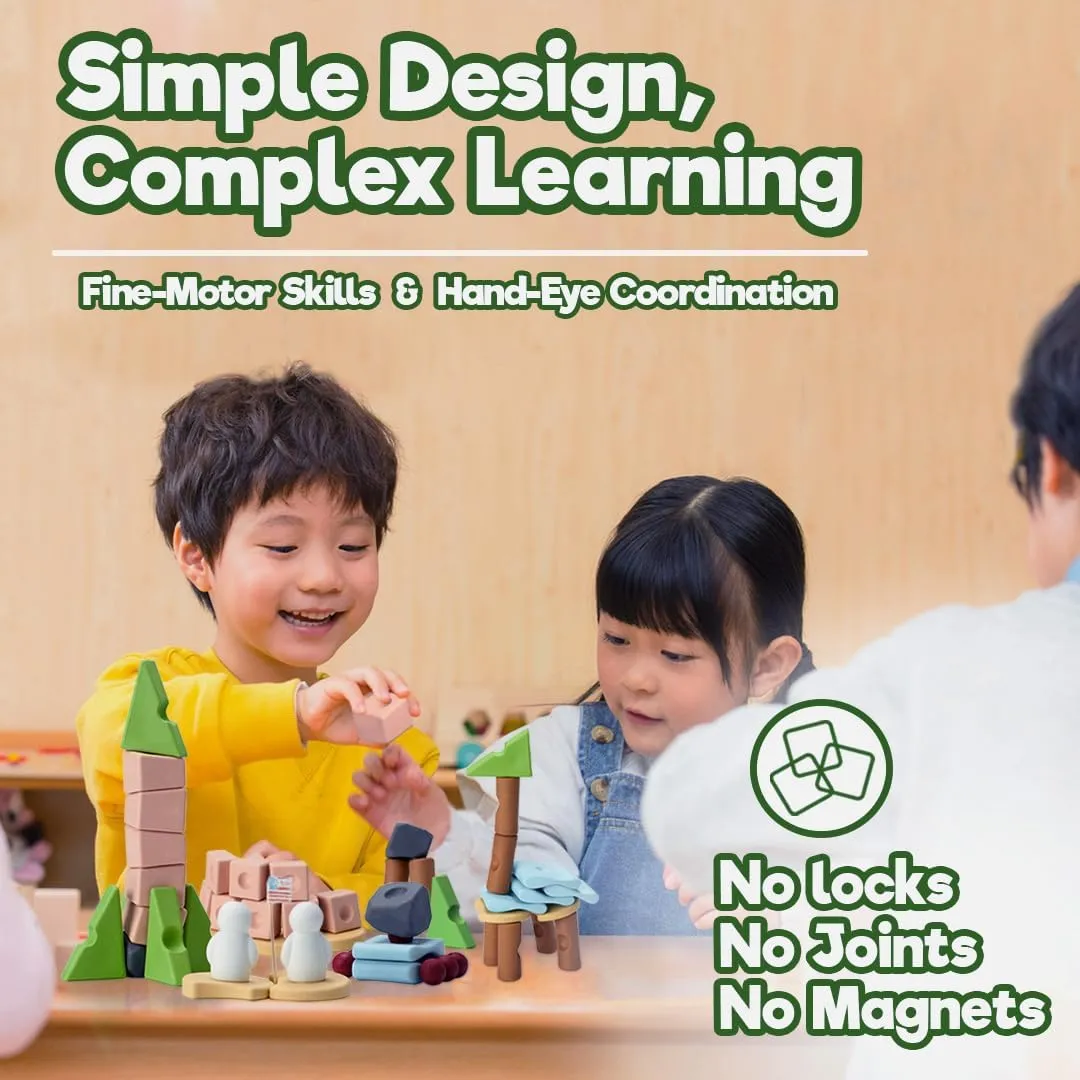 Taksa Toys Nature-Inspired Unique Reggio Emilia Learning Toys, Preschool Resources for Fine Motor Skills, Educational Building Blocks for Kids, Montessori Toys for 4 5 6 7  Ages, Expert Pack 144 Pcs