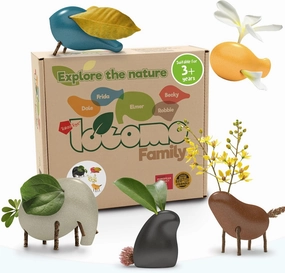 Taksa Toys Wooden Animal Figures Locomo Family III for Nature-Loving Kids, Trigger Boys Girls Creativity, Sensory Outdoor Toys for Ages 3 4 5 6 7  Year Old, Waldorf Montessori Toy (Set of 5)