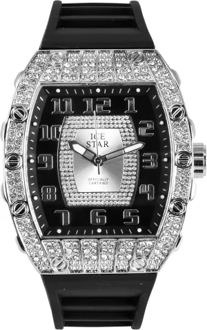 Techno Pave Men's 41mm Iced Out Tonneau Shape Watch, Numeral Dial