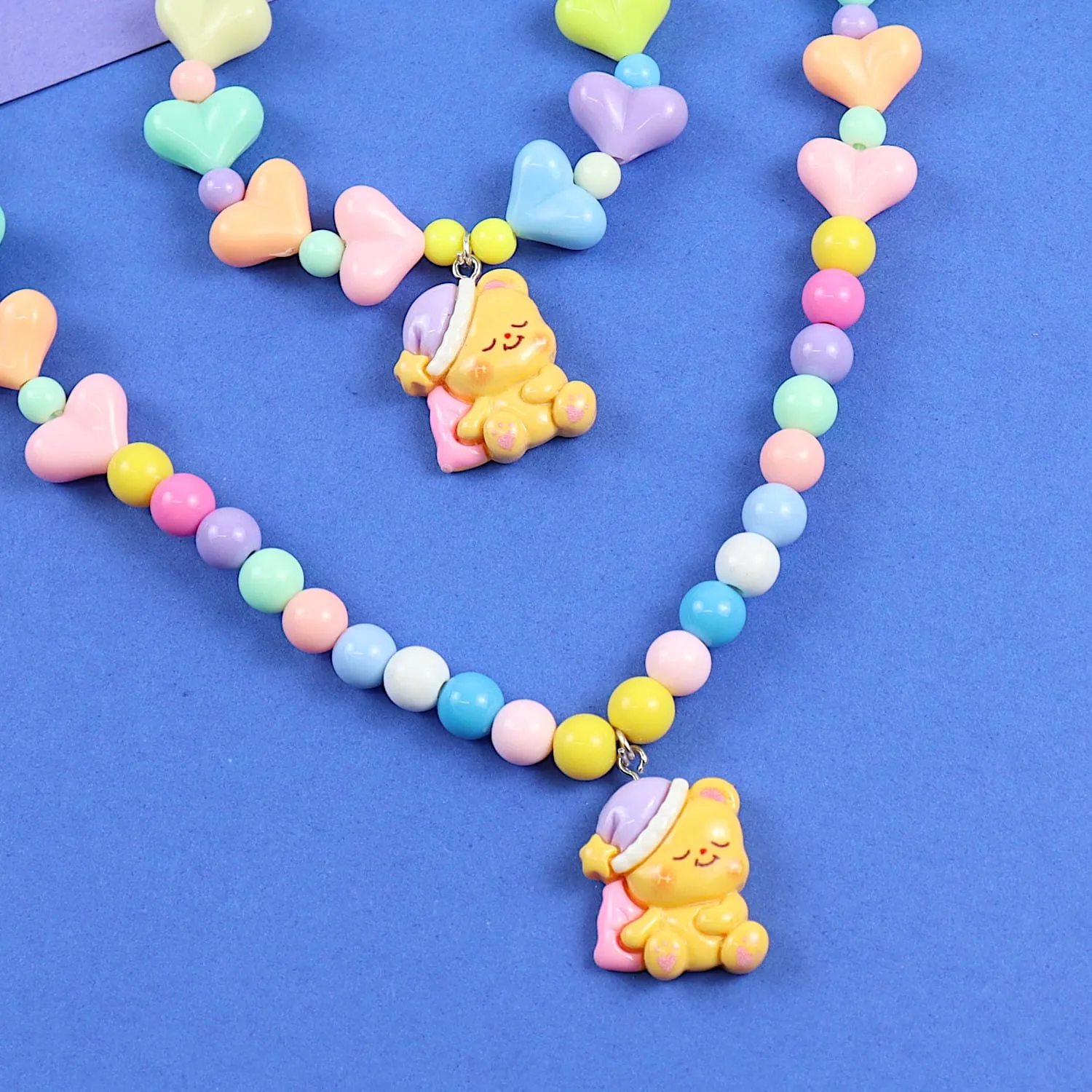 Teddy Bear Charm Necklace Bracelet Set