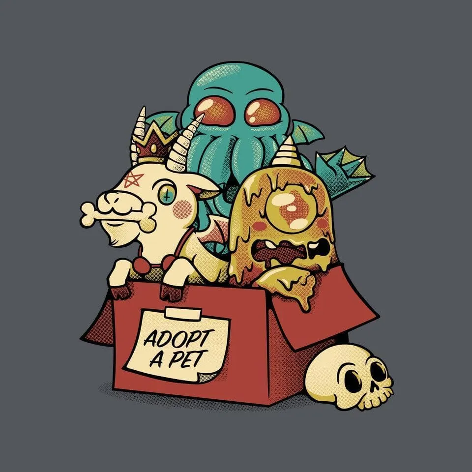 TeeFury - Adopt A Monster Kawaii Pet - Mens Cosmic, Cthulhu, Books - T-Shirt