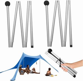 Telescoping Tarp Poles 78.7 Inch Inch Total 10 Sections Tent Pole Aluminum Alloy Adjustable Tarp Poles Non-Slip Lightweight Beach Tent for Camping Hiking Outdoor Sport ActivitiesPoles