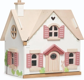 Tender Leaf Toys - Cottontail Cottage - Furnished 18.7" Tall 3 Story Countryside Wooden Doll House with 24 Pcs Accessories - Encourage Creative and Imaginative Fun Play for Children - Age 3 