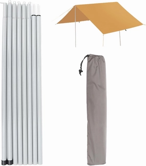 Tent Poles for Tarp, 6.6ft Iron Canopy Poles with 8 Section Tarp Poles Easy Install Tent Poles with Backpack Metal Pole for Camping Tarpaulin Awnings 1 Pair.