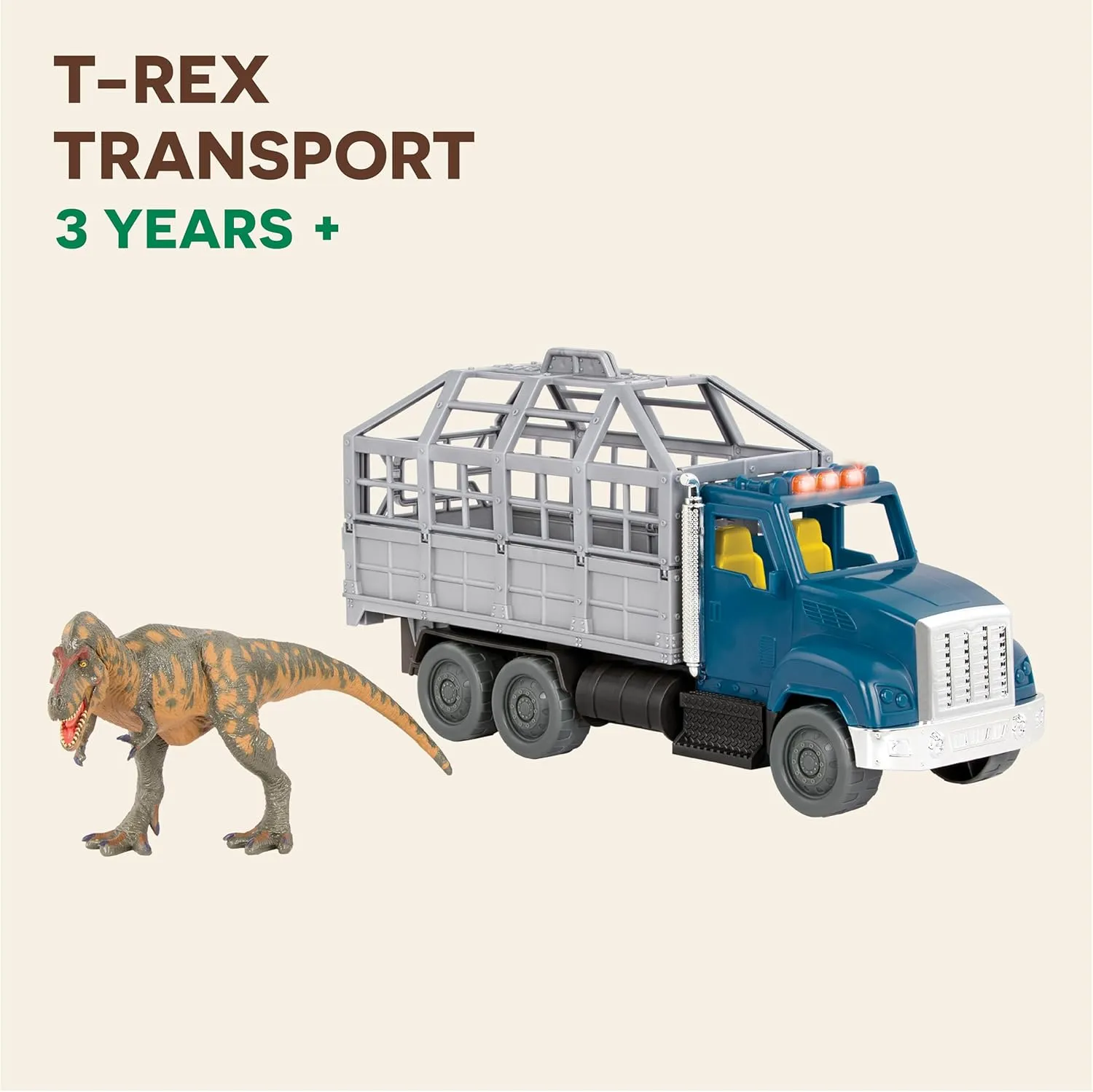 Terra by Battat – T-Rex Transport – Toy Dinosaur & Toy Truck with Lights, Sounds, & Movable Parts for Kids 3 