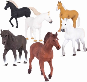 Terra by Battat – 6 Pcs 6" Horse Toys – Plastic Animal Figures Horses – Realistic Mustang Figurines – Collectible Horse Gift for Kids 3  – Horse Party Decorations