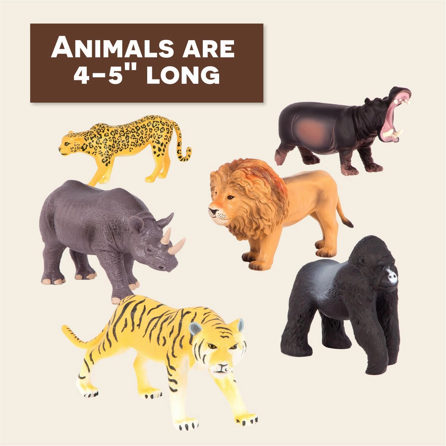 Terra by Battat – Wild Life Set – Realistic Animal Toy Figures with Tiger and Lion Toys for Kids 3  (6 pc) , Black