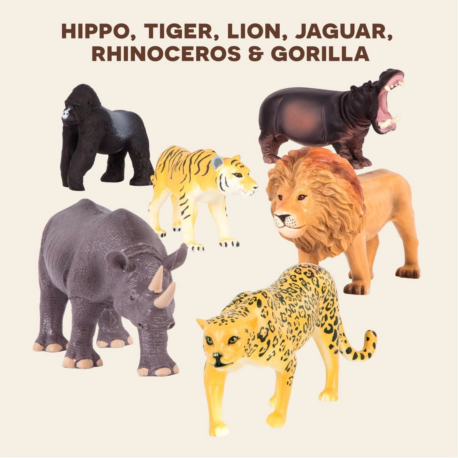 Terra by Battat – Wild Life Set – Realistic Animal Toy Figures with Tiger and Lion Toys for Kids 3  (6 pc) , Black