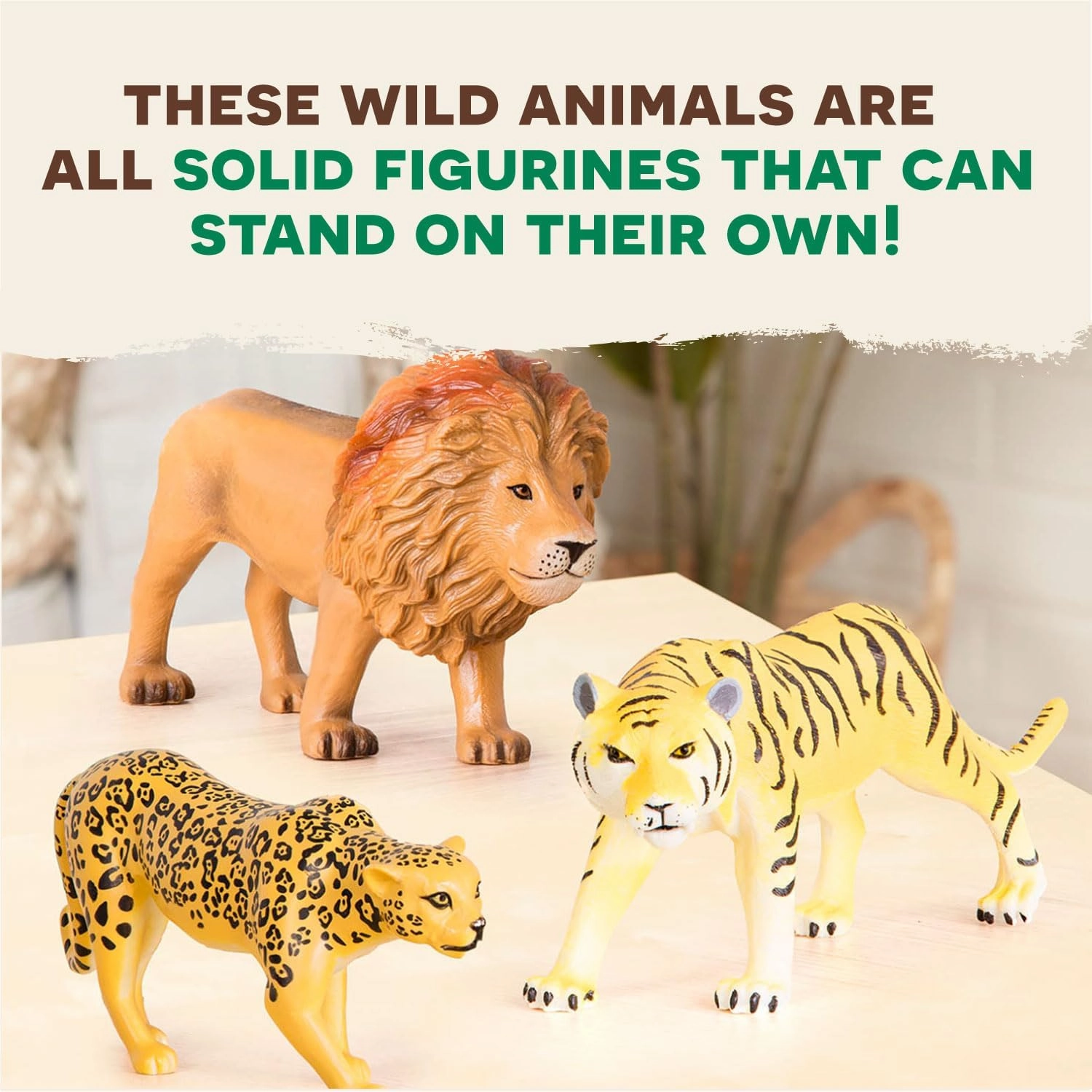 Terra by Battat – Wild Life Set – Realistic Animal Toy Figures with Tiger and Lion Toys for Kids 3  (6 pc) , Black