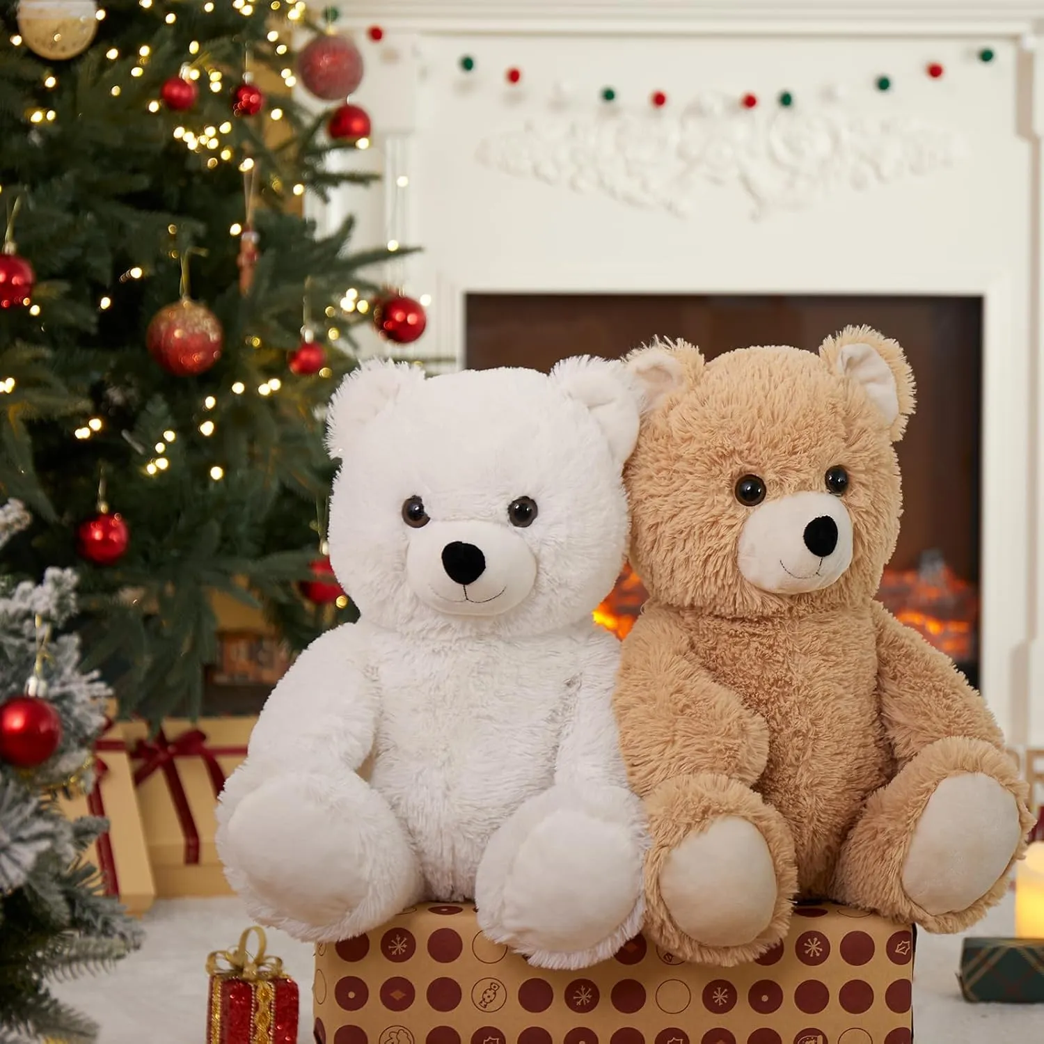 Tezituor 18 inch Teddy Bear Stuffed Animal, Big Tan Stuffed Bear Plush Toy Hugging Soft Bear Plush Bady Pillow Valentines Day Birthday Gift for Girlfriend Kids
