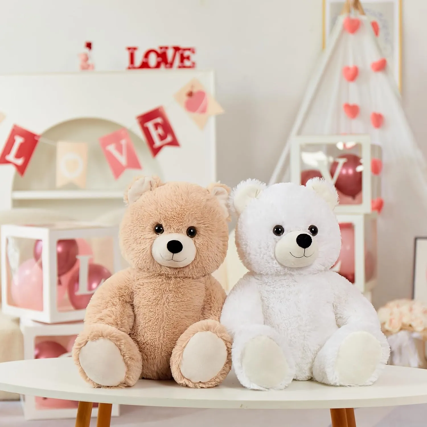 Tezituor 18 inch Teddy Bear Stuffed Animal, Big Tan Stuffed Bear Plush Toy Hugging Soft Bear Plush Bady Pillow Valentines Day Birthday Gift for Girlfriend Kids