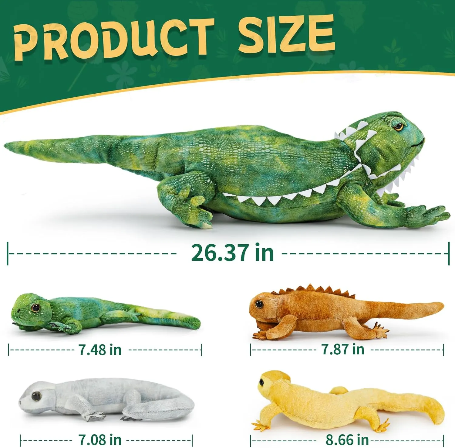 Tezituor 5 Pieces Realistic Stuffed Lizard Set with Babies,26.4 Inch Large Plush Bearded Dragon Animal Toy Gifts for Boys