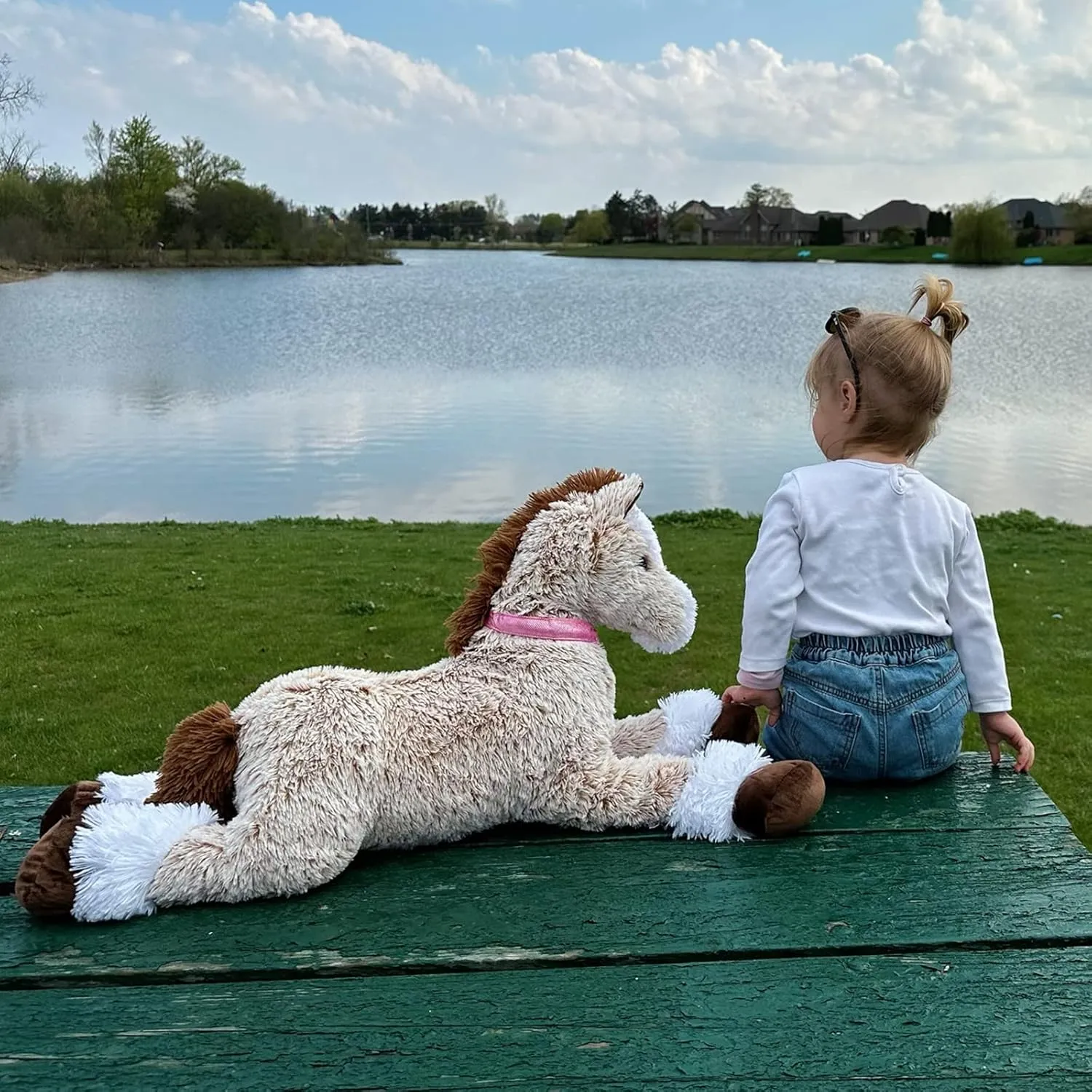 Tezituor Big Stuffed Horse Animal Toy, 35 Inches Large Realistic Horse Plush Pillow, Soft Brown Pony Toys Gift for Kids Girlfriend
