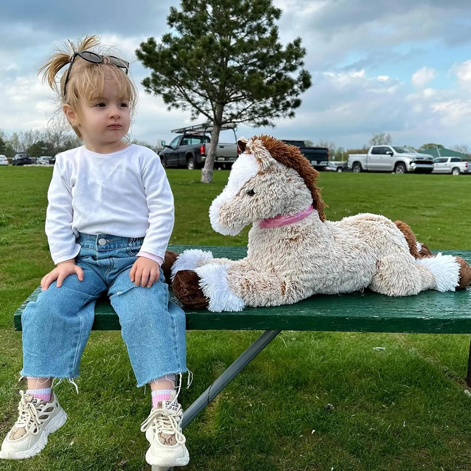 Tezituor Big Stuffed Horse Animal Toy, 35 Inches Large Realistic Horse Plush Pillow, Soft Brown Pony Toys Gift for Kids Girlfriend