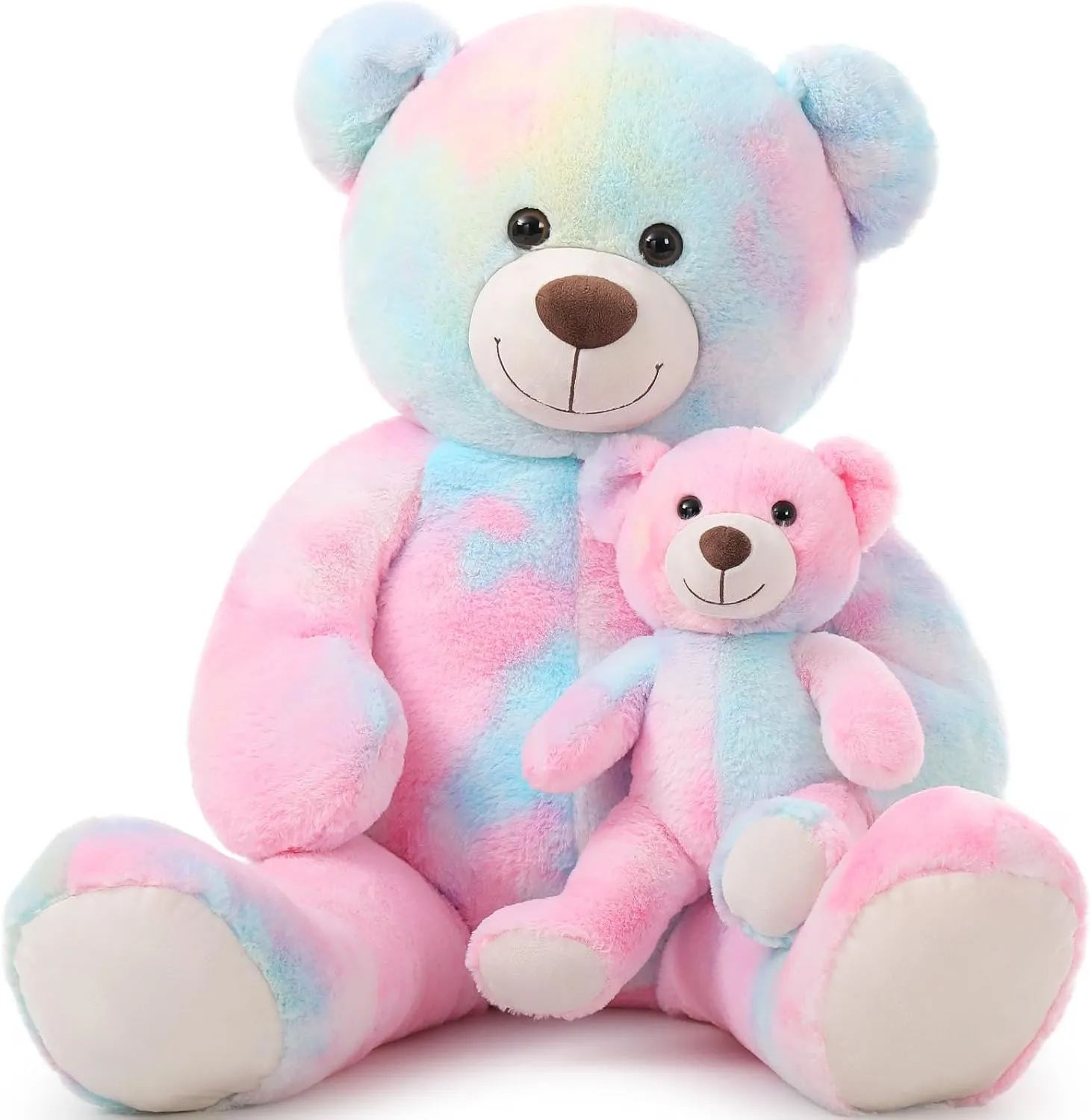 Tezituor Giant Teddy Bear Stuffed Animal 39in, Large Teddy Bear Mommy with Baby, Big Teddy Bear Stuffed Bear for Kids, Girlfriend on Mother's Day, Valentine, Christmas, Baby Shower, Tie-dye Pink