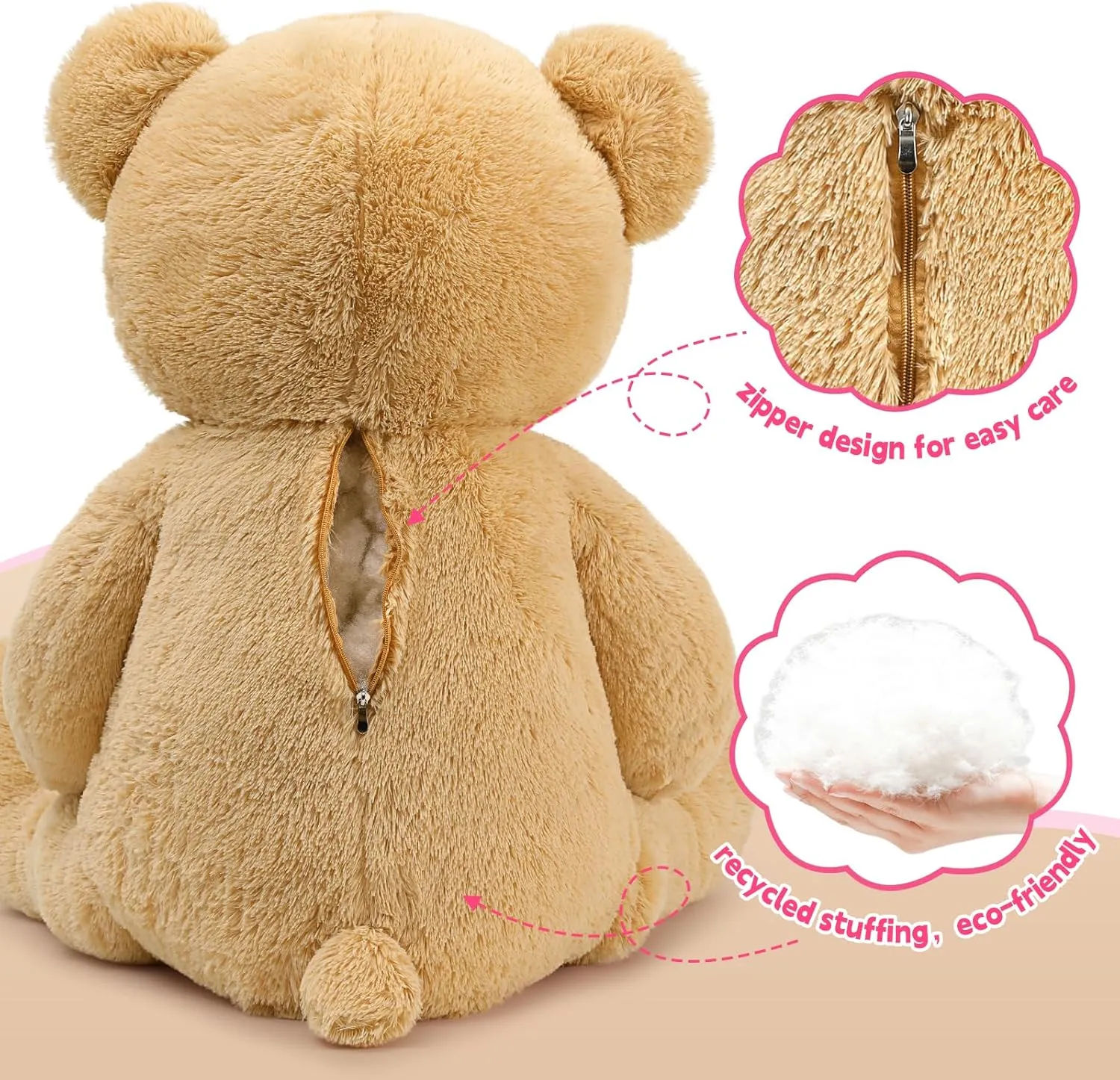 Tezituor Giant Teddy Bear Stuffed Animal 4 Feet, Stuffed Bear Valentine's Gift for Girlfriend Boyfriend Women Wife, Life Size Valentine's Bear Plush for Girl Boy Kids, Plush Teddy Bear for Birthday