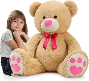 Tezituor Giant Teddy Bear Stuffed Animal 4 Feet, Stuffed Bear Valentine's Gift for Girlfriend Boyfriend Women Wife, Life Size Valentine's Bear Plush for Girl Boy Kids, Plush Teddy Bear for Birthday