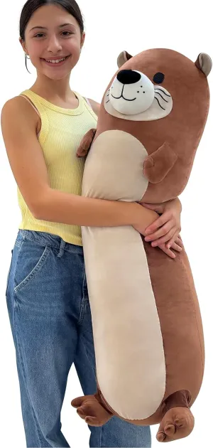 Tezituor Long Otter Plush Pillow,39.5" Giant Otter Stuffed Animal Soft Cuddly Sea Otter Long Body Pillow Sleeping Hugging Case Pillow Plush Toy Gifts for Kids Girlfriends Birthday Valentines Day