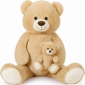 Tezituor Giant Stuffed Animal 51in, Large Teddy Bear Mommy with Baby, Big Teddy Bear for Kids, Girlfriend on Valentine, Christmas, Baby Shower, Birthday, Light Brown