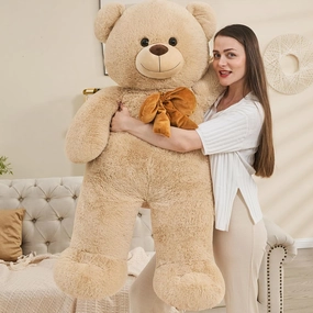 Tezituor Giant Teddy Bear, 4 Feet Soft Big Stuffed Animal Life Size 47 Inch Plush Bear Toy Valentine's Christmas Birthday Gift for Girlfriend Kids,Brown