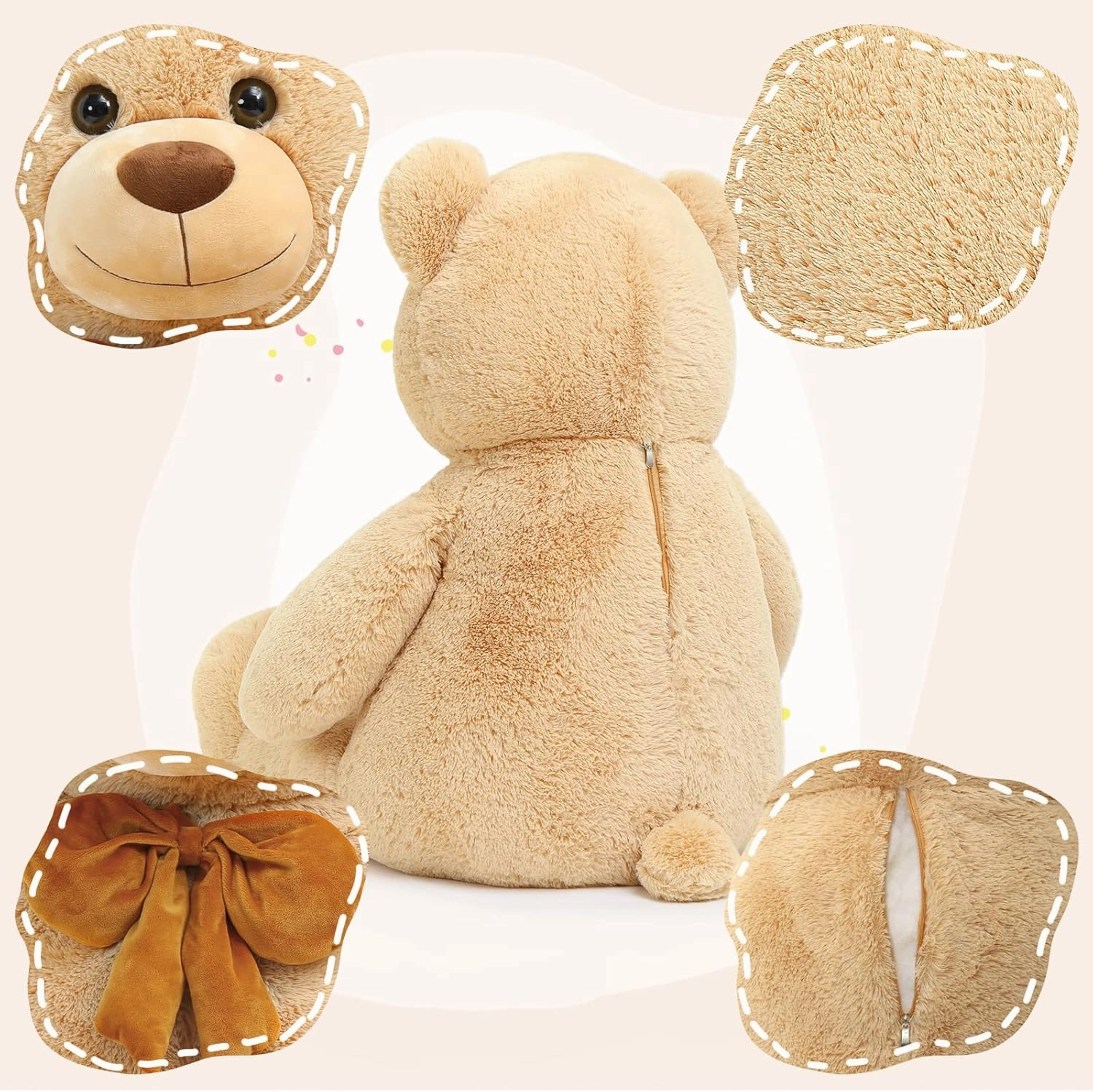 Tezituor Giant Teddy Bear, 4 Feet Soft Big Stuffed Animal Life Size 47 Inch Plush Bear Toy Valentine's Christmas Birthday Gift for Girlfriend Kids,Brown
