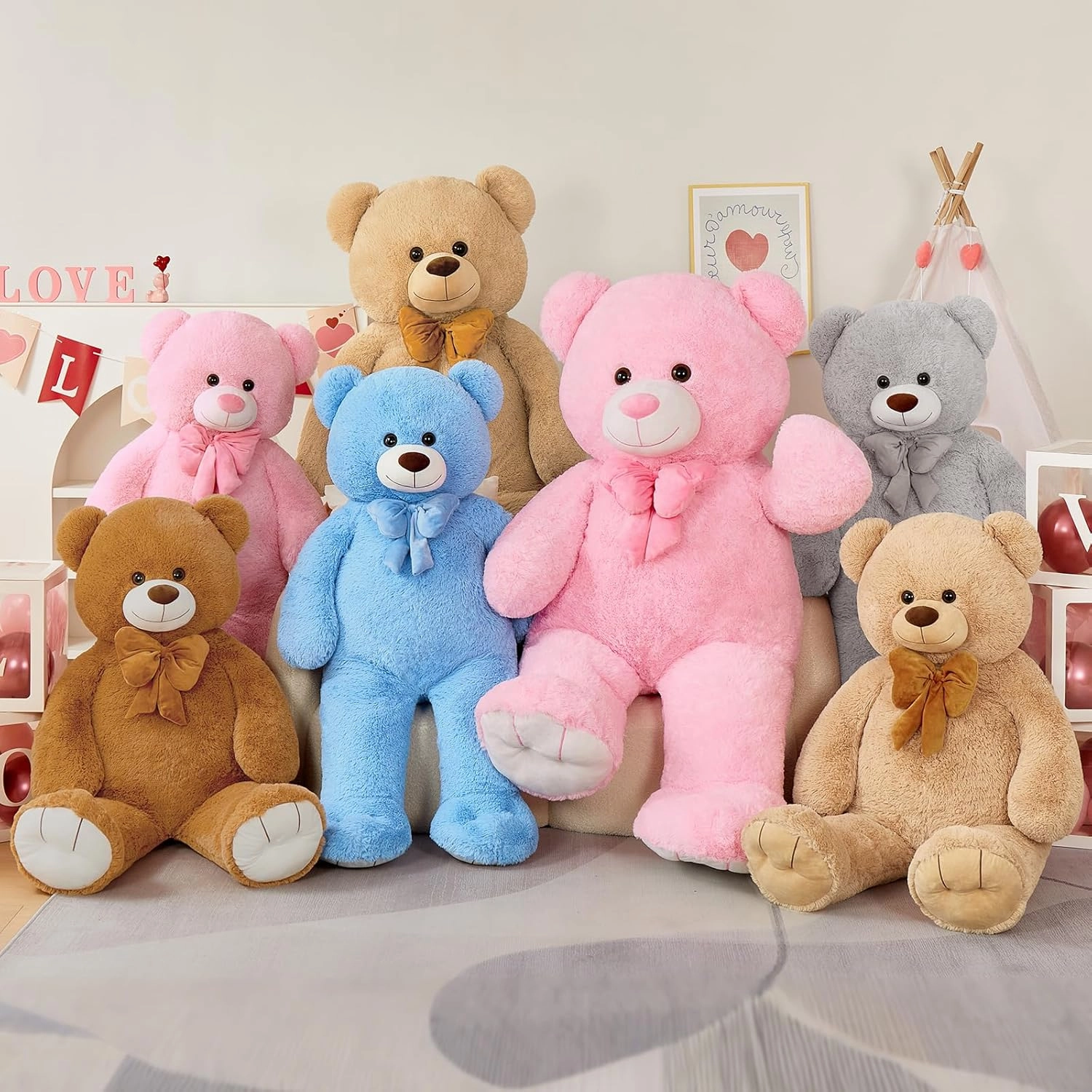 Tezituor Giant Teddy Bear 5 Feet, Soft 59" Big Bear Stuffed Animal Life Size Plush Bear Toy Valentine's Christmas Birthday Gift for Girlfriend Kids,Brown