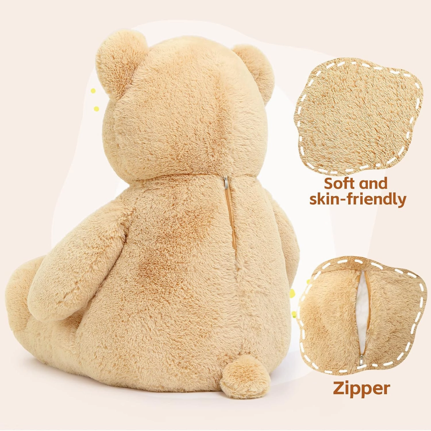 Tezituor Giant Teddy Bear 5 Feet, Soft 59" Big Bear Stuffed Animal Life Size Plush Bear Toy Valentine's Christmas Birthday Gift for Girlfriend Kids,Brown